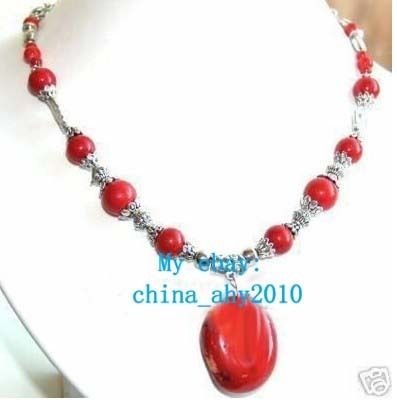 18 Tibet Jewelry Genuine Red Coral Necklace Pendant