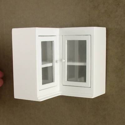 Dollhouse Miniature White Upper Corner Cabinet