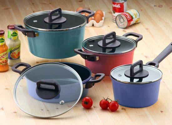  Casseroles with Lid Dark Set Neoflam Nonstick Ecolon Cookware