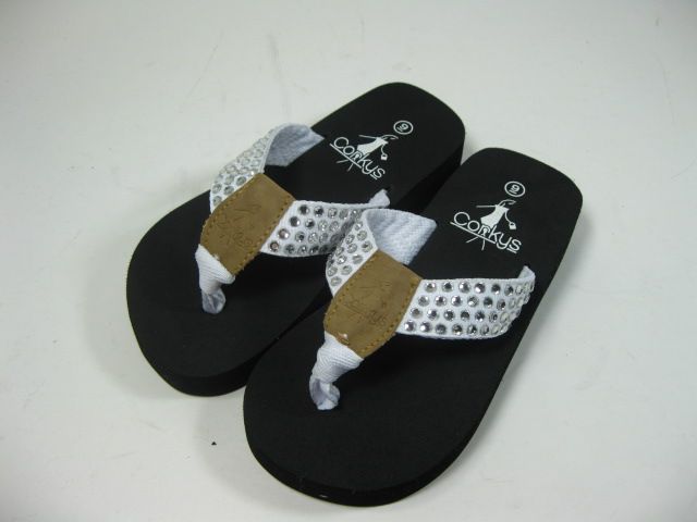 Corkys Madelin Eva White Flip Flops Sandals Kids Sz 11