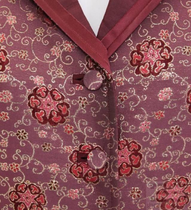 Prada Cranberry Red Metallic Brocade 3/4 Sleeve Jacket Size 42