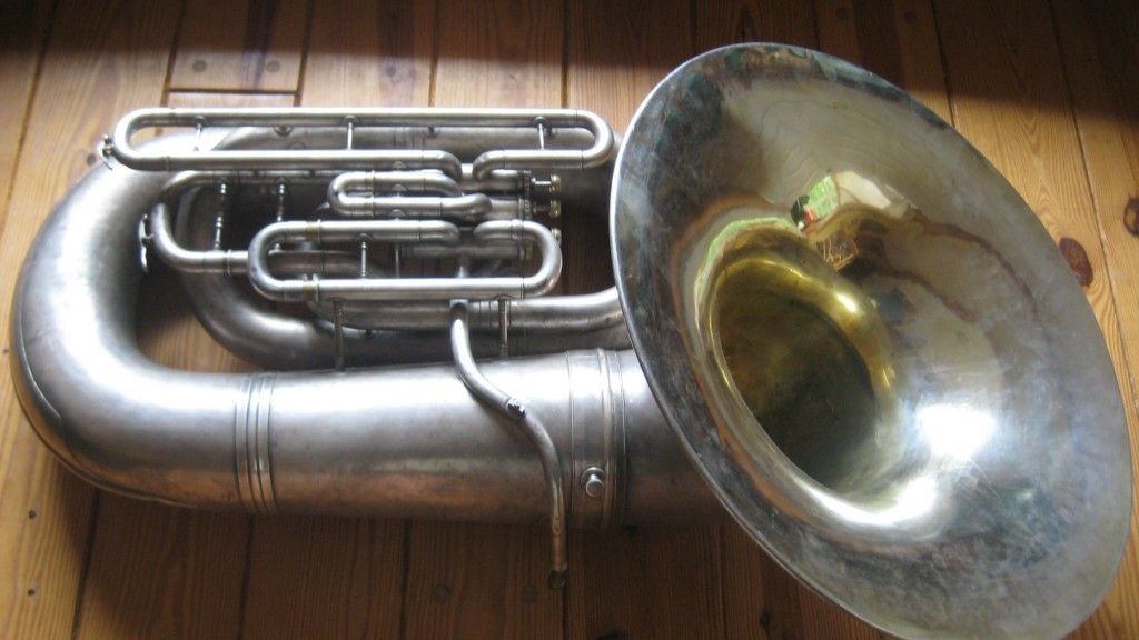 Conn 20J Three Valve Silver BBB Tuba with Gold Wash Bell