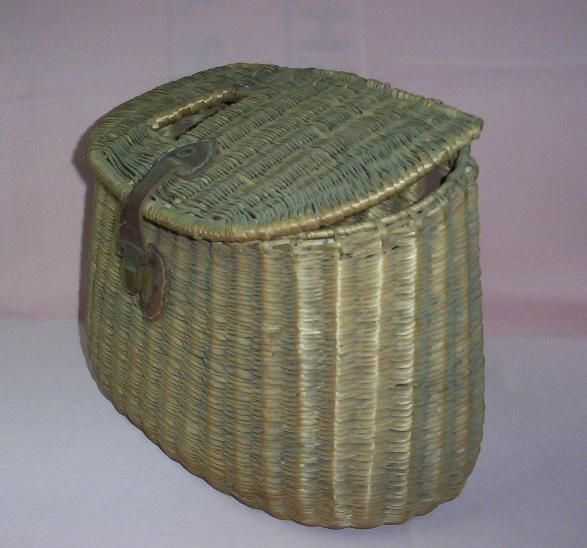 Antique Fishing Creel Basket Fine Weave w w Must See