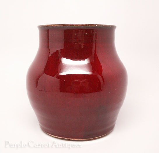 Vicki Miller Ram Pottery Vase Oxblood or Chinese Red Creston NC