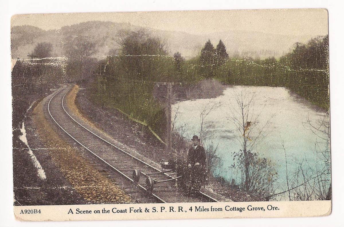  1908 Railroad Postcard Coast Fork s P R R Cottage Grove Oregon