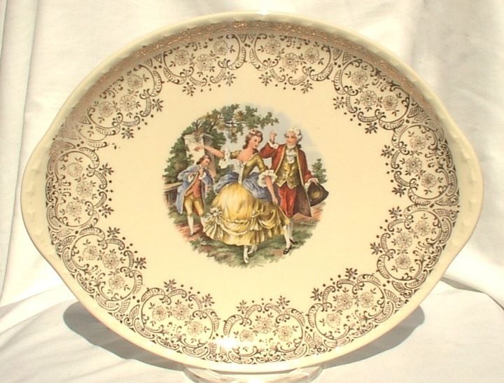 Crooksville Platter CRO10 Gold Colonial People Couple