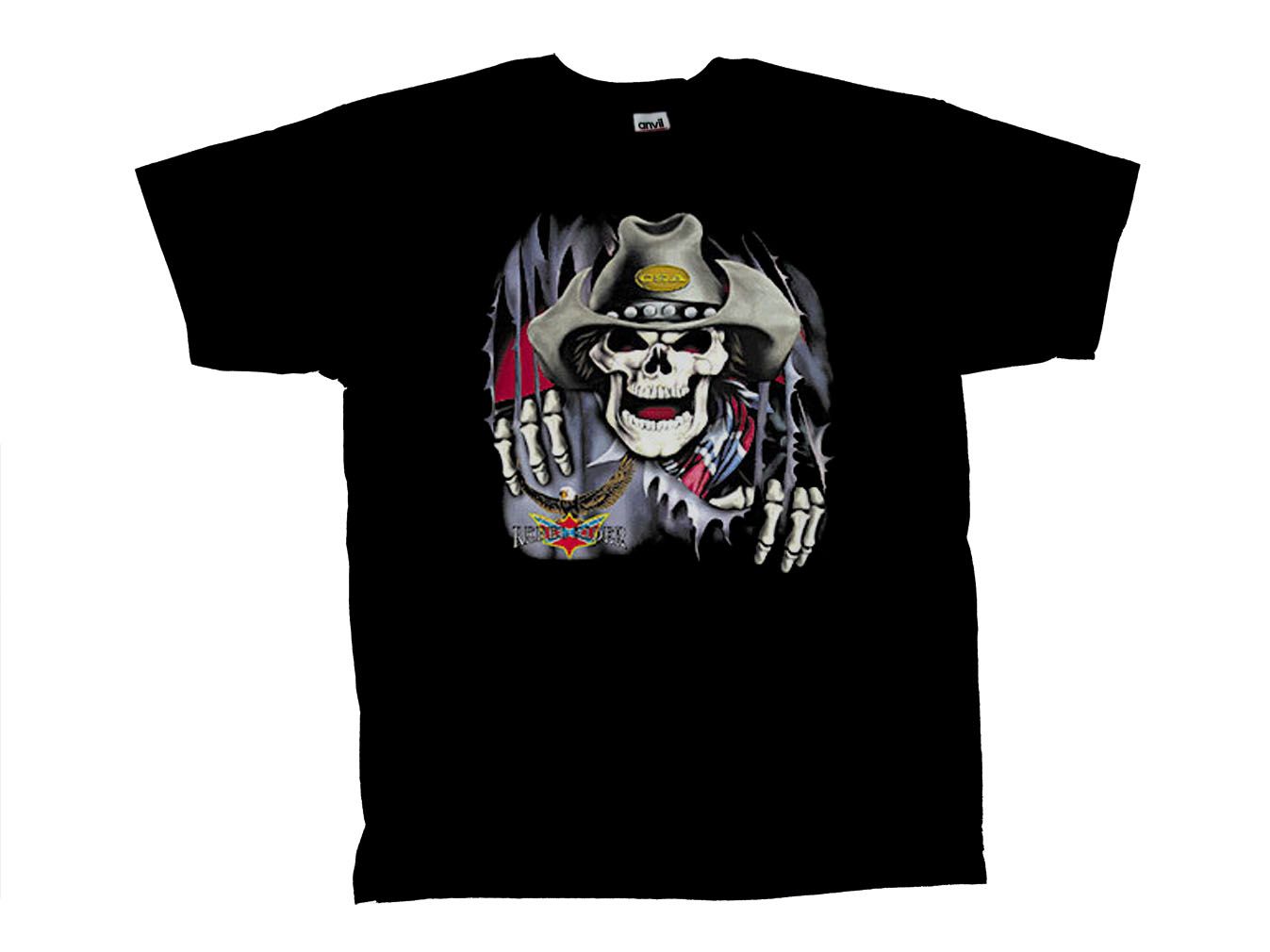 Cowboy Skull T Shirt Cowboy Skeleton Rebel