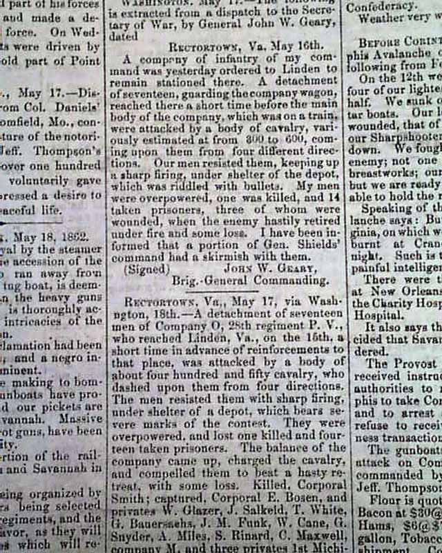 Corinth MS More 1862 Pittsburgh PA Civil War Newspaper