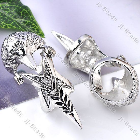 1P Crystal Knight Armour Long Full Finger Ring Cosplay Gothic Punk 4