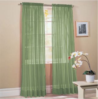 HLC.ME   4 PCS. of Sage Sheer Curtains Window Treatment Panel