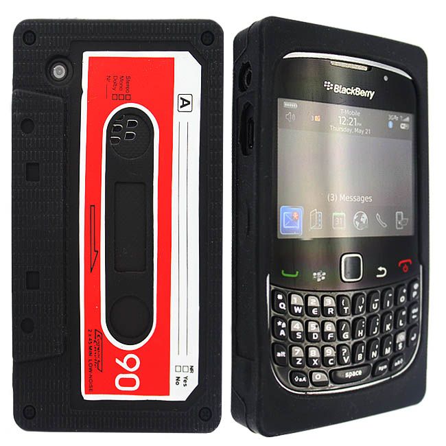 FOR BLACKBERRY CURVE 8520 / 3G 9300 RETRO CASSETTE BLACK SILICONE GEL