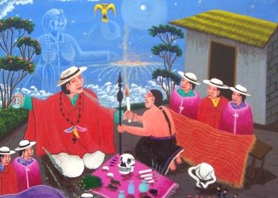 Magdalena Toaquiza Santeria EQUADOR Tigua Art Painting