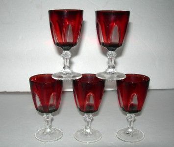 lot of 5 beautiful ruby cut to clear cordials