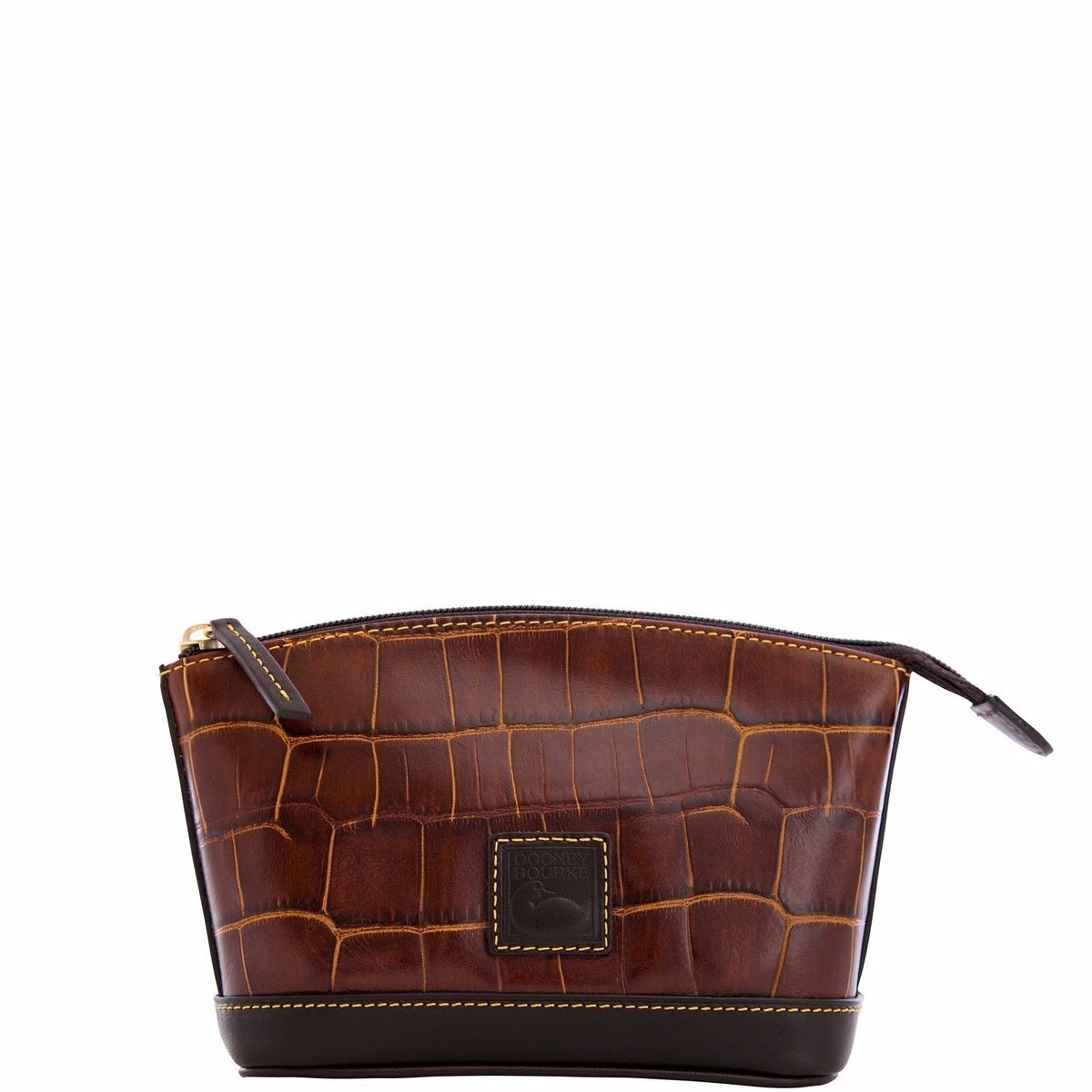 Dooney Bourke Croco Small Domed Top Cosmetic Case Cognac