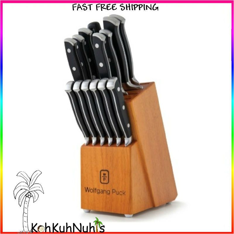 Wolfgang Puck 15 pc. Cutlery Knife Set Japanese Steel Triple Riveted