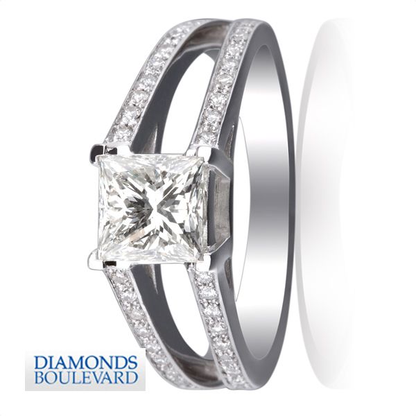  Princess Cut Genuine Diamond Engagement Ring 14k White Gold SI D New