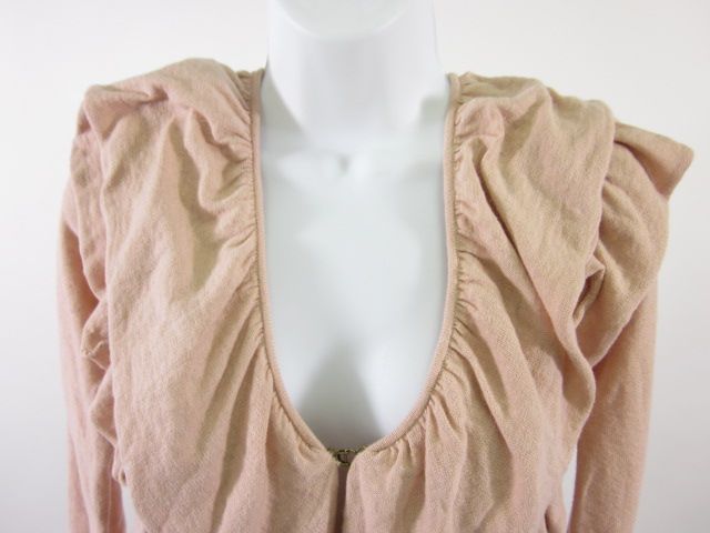 Cupio Pink Ruffles Long Sleeves Cardigan Sweater Sz S