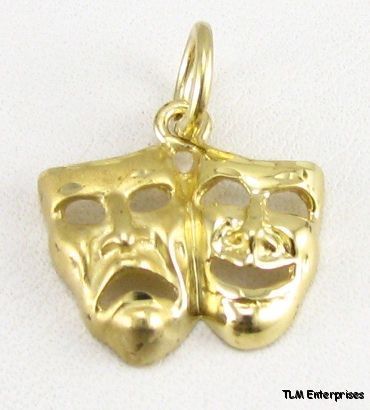 DRAMA MASKS CHARM   14k Gold Acting Shakespearean