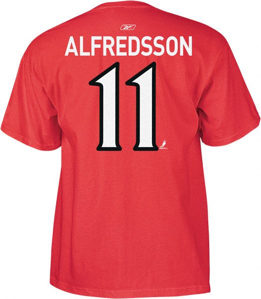 Daniel Alfredsson Reebok Red Name and Number Ottawa Senators T Shirt