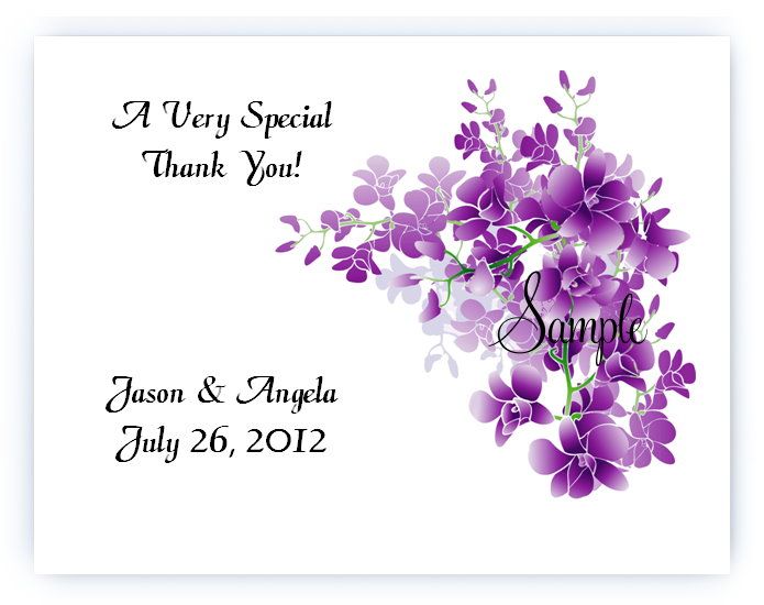  Personalized Purple Floral Flowers Wedding Bridal Thank You Cards
