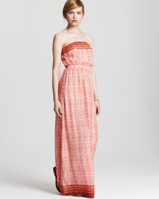 Twelfth St by Cynthia Vincent New Orange Strapless Print Maxi Dress