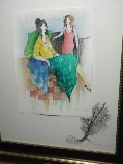 Itzchak Tarkay Original Watercolor and Drawing Hand Signed Framed