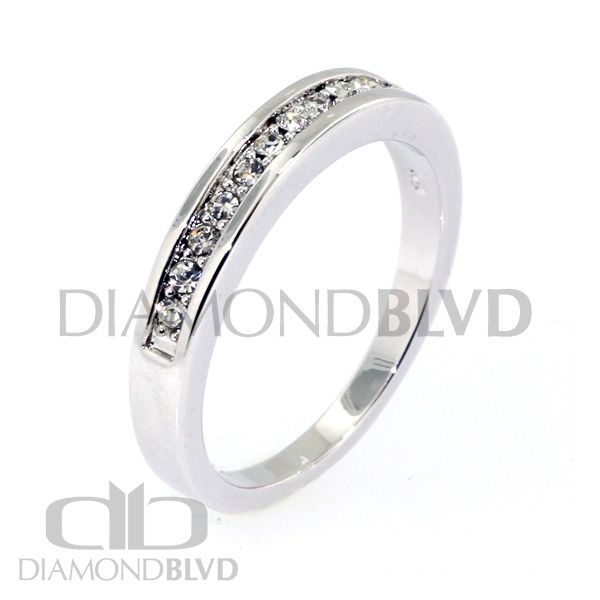 silver wedding engagement band cz band size 7