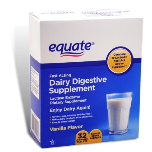 Dairy Digestive Lactase Enzyme 32 Chewable Tabs Equate