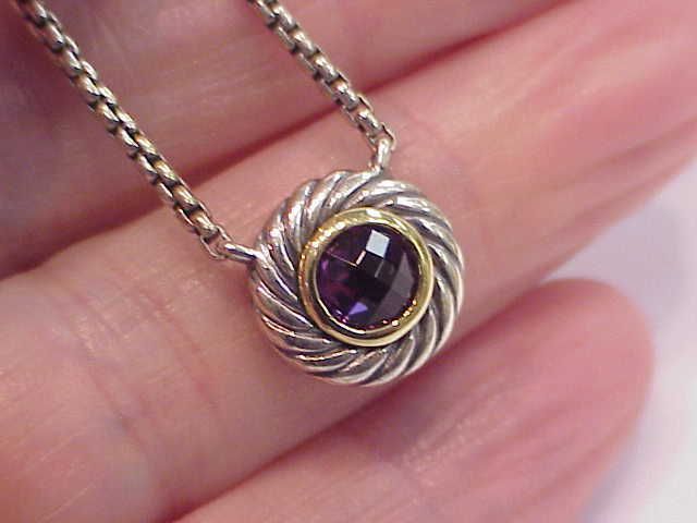 David Yurman 18K Sterling Amethyst Cookie Necklace