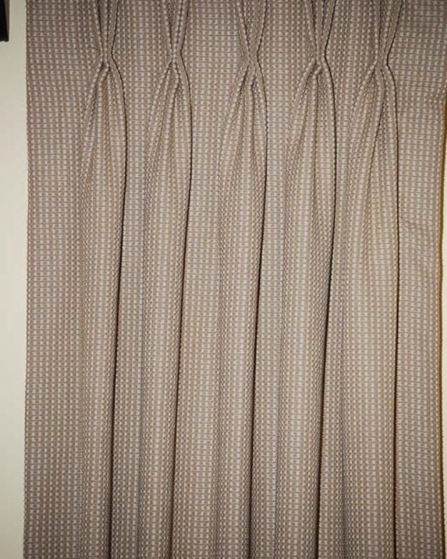  Pinch Pleat Custom Made Brown Beige Raised Dot Drapes 1 Pair