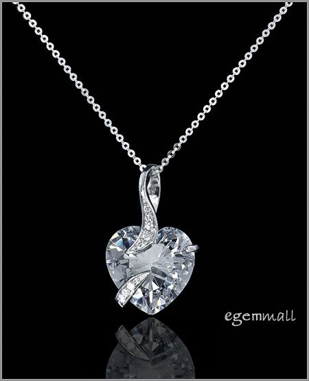 sterling silver necklace with cz heart pendant clear 90018