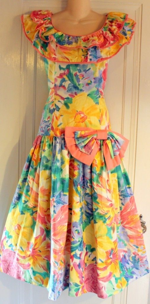 Vintage DEBORAH LAUS Peach Yellow Multi Floral RockaBilly Swing CHaCHa