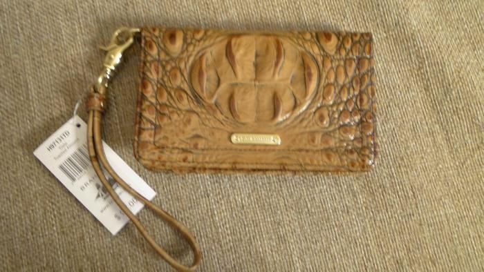 brahmin debi toasted almond leather wallet wristlet nwt