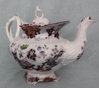 Very RARE Antique c1860 Davenport Whampoa Large Teapot Polychrome