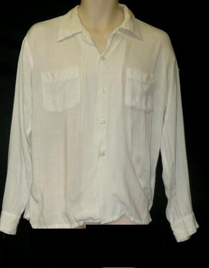  40s 50s MENS WHITE LINEN COTTON CLASSIC RICKY RICARDO GAB STYLE SHIRT