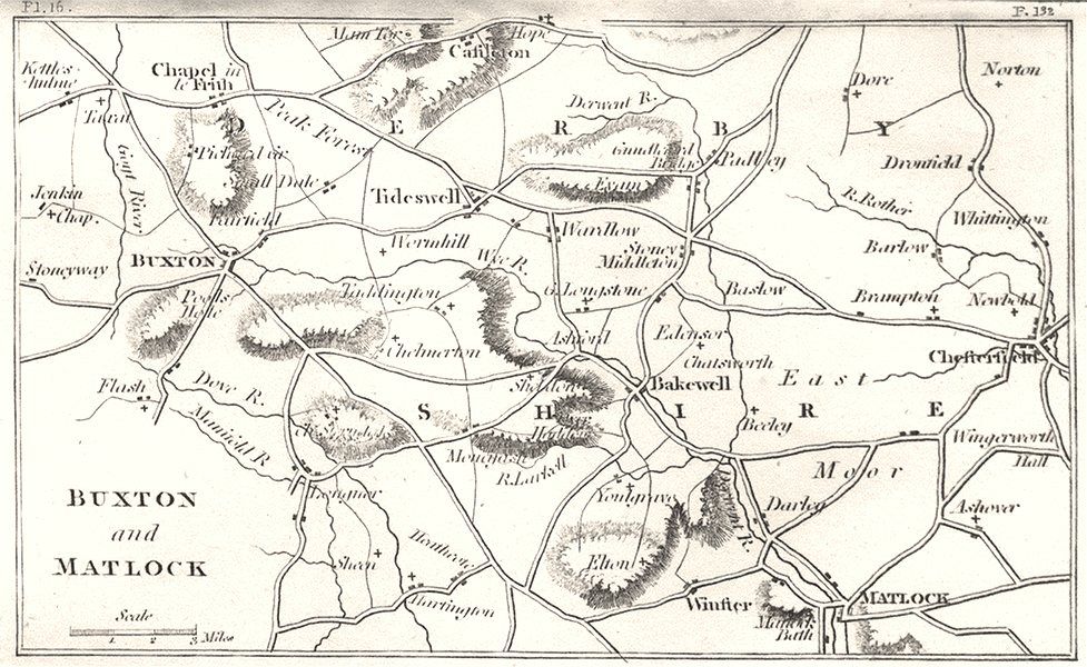 Derbyshire Buxton and Matlock 1808 Map