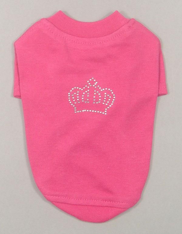 Designer Dog Clothes with Crown Rhinestones Small Dog T Shirts Cotton