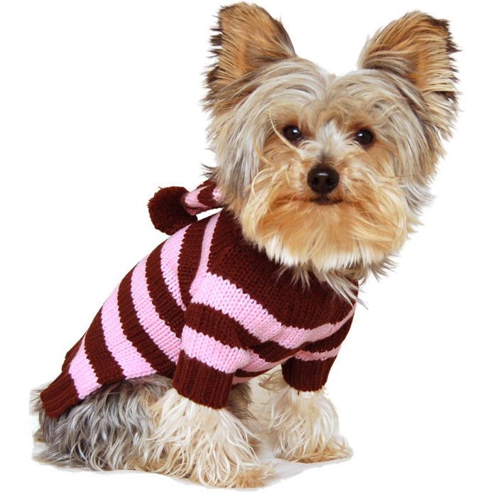 Designer Dog Clothes Pet Jumper Stripy Hoodie Coat