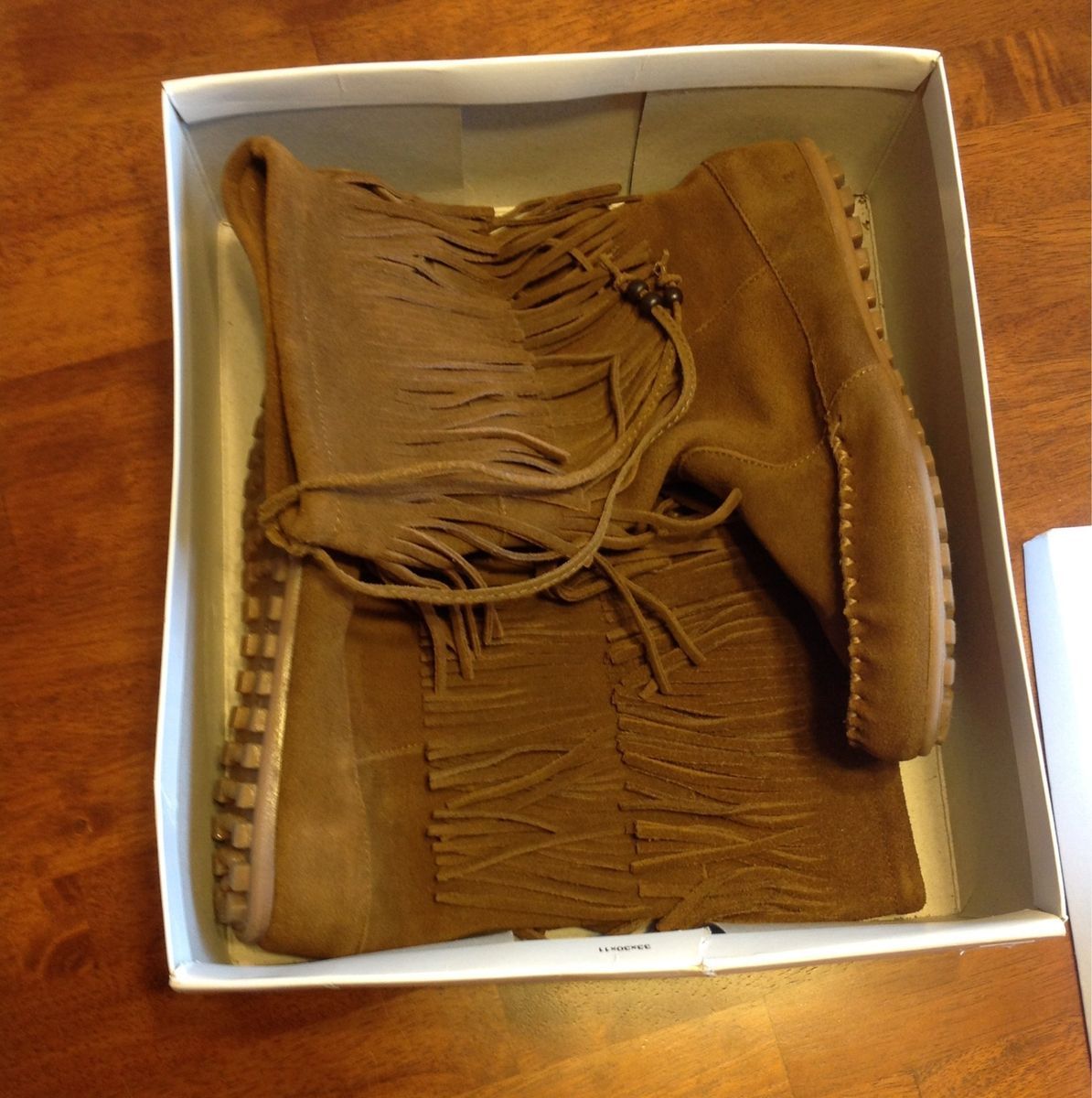  Fringe Moccasins Sz 10 Decorah Dbl Fringe Boot Draw String