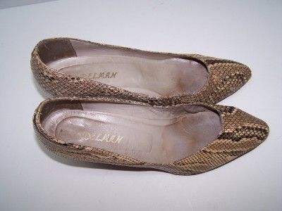 delman vintage tan brown snakeskin pumps shoes 10m