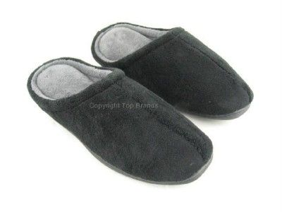 Mens Dearfoam Slippers Slip Ons Indoor Outdoor Black Size 9 10 11 12