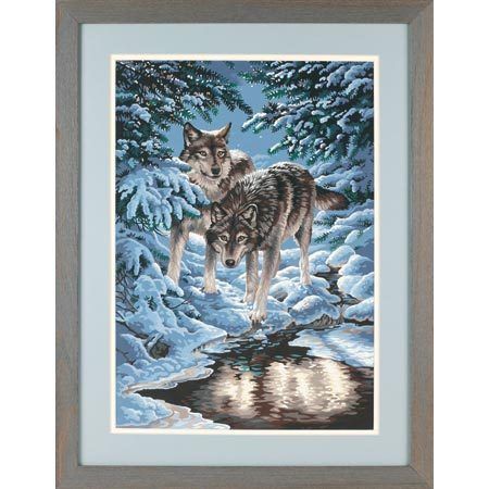 Dimensions 14 x 20 Wintry Wolves Paintworks DMS91289