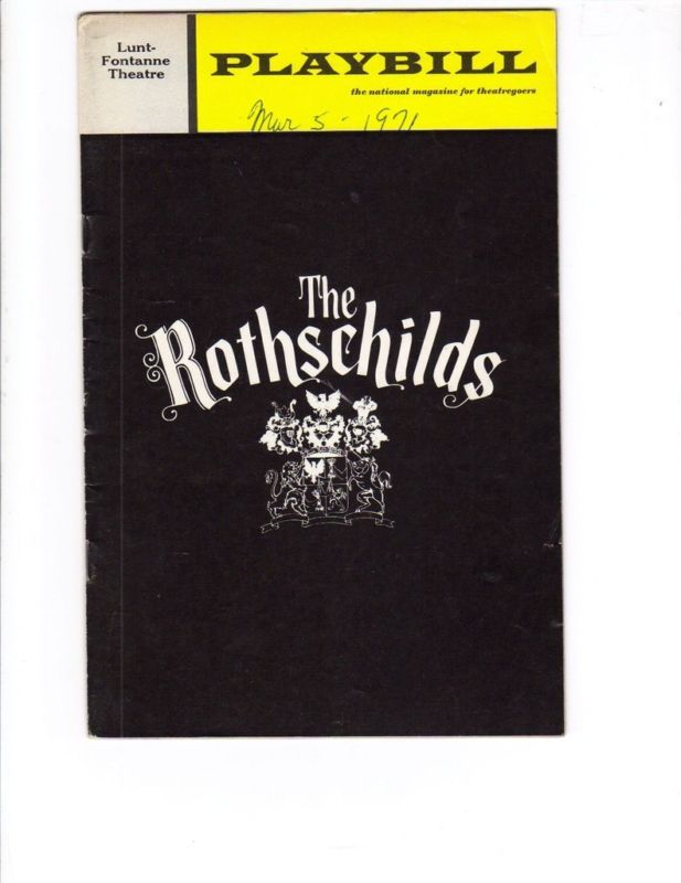 1971 PlaybillThe Rothschilds Lunt Fontanne Theatre