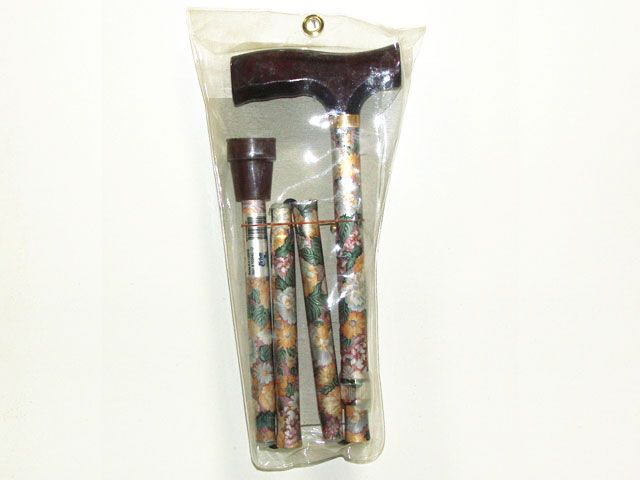 Designer Folding Adjustable Walking Canes with Wood Fritz Handle Brass