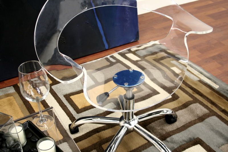  ACRYLIC CHROME ROLLING ADJUSTABLE GHOST SWIVEL OFFICE DESK CHAIR