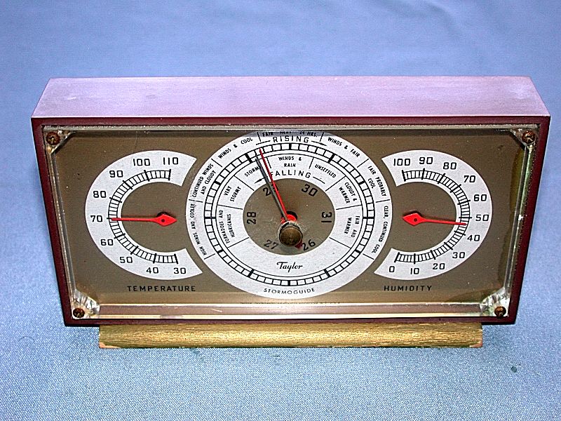 Vintage Taylor Desktop Bakelite & Wood Weather Station