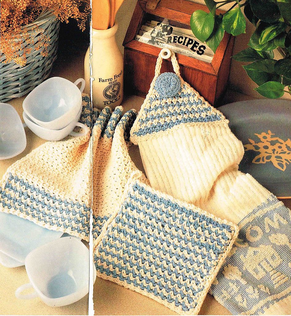 Pattern to Make Dishcloth Potholder Towel Holder Crochet Pattern