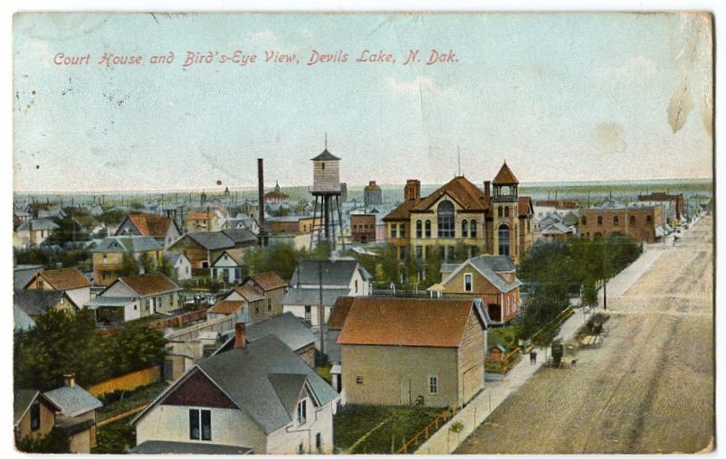 devils lake nd postcard bird s eye view 1910 20512s