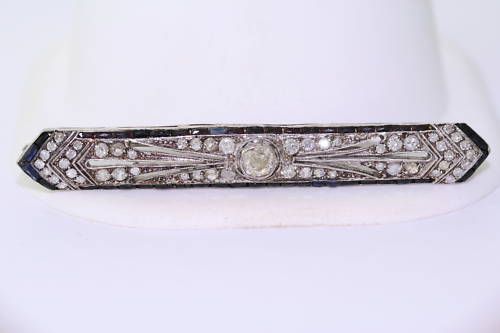 Antique 14k White Gold 2 73ctw Diamond Bar Pin Brooch