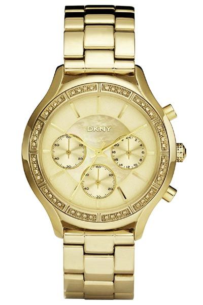 dkny goldtone chronograph womens watch ny8252